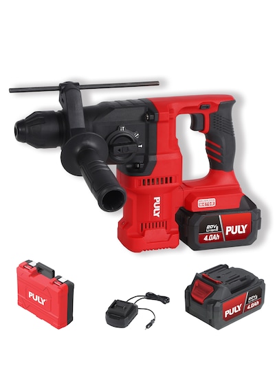 Puly Professional BLMD-323 20V 2.8J Kömürsüz Akülü Kırıcı Delici Sds Plus 26MM 2x4.0AH Akü Şarj Cihazı ve Pulybox Çanta