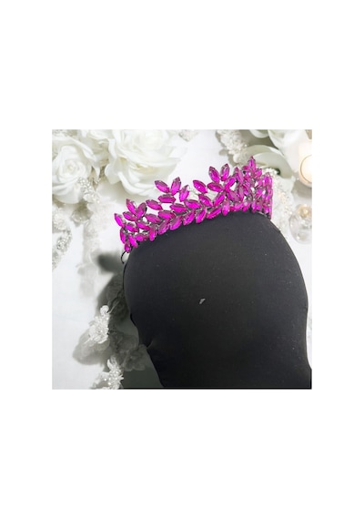 Kristal Taşlı Zarif Gelin,kına,nişan,söz,after,bride,party Taç Fuşya - 707821550 Fuşya
