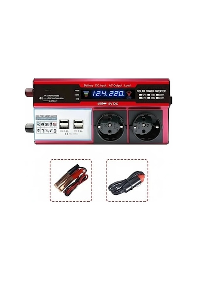 12v 2000w Modifiye Sinüs İnverter Araç Ve Güneş Enerjisi Uyumlu, Çift Usb, Çift Priz Ve Çakmaklık Eco Lounge