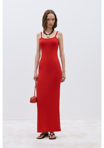 Suud Collection Kırmızı Rae Askılı Basic Elbise