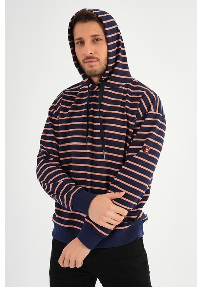 Alexandergardı Çizgili Kapüşonlu Sweatshırt Unx-00242 001