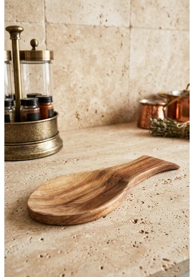 Akasya Ahşap Kaşık Altlığı 27x11.5 Cm - Tezgah Üstü Ve Ocak Yanı Kirli Kaşıklık
