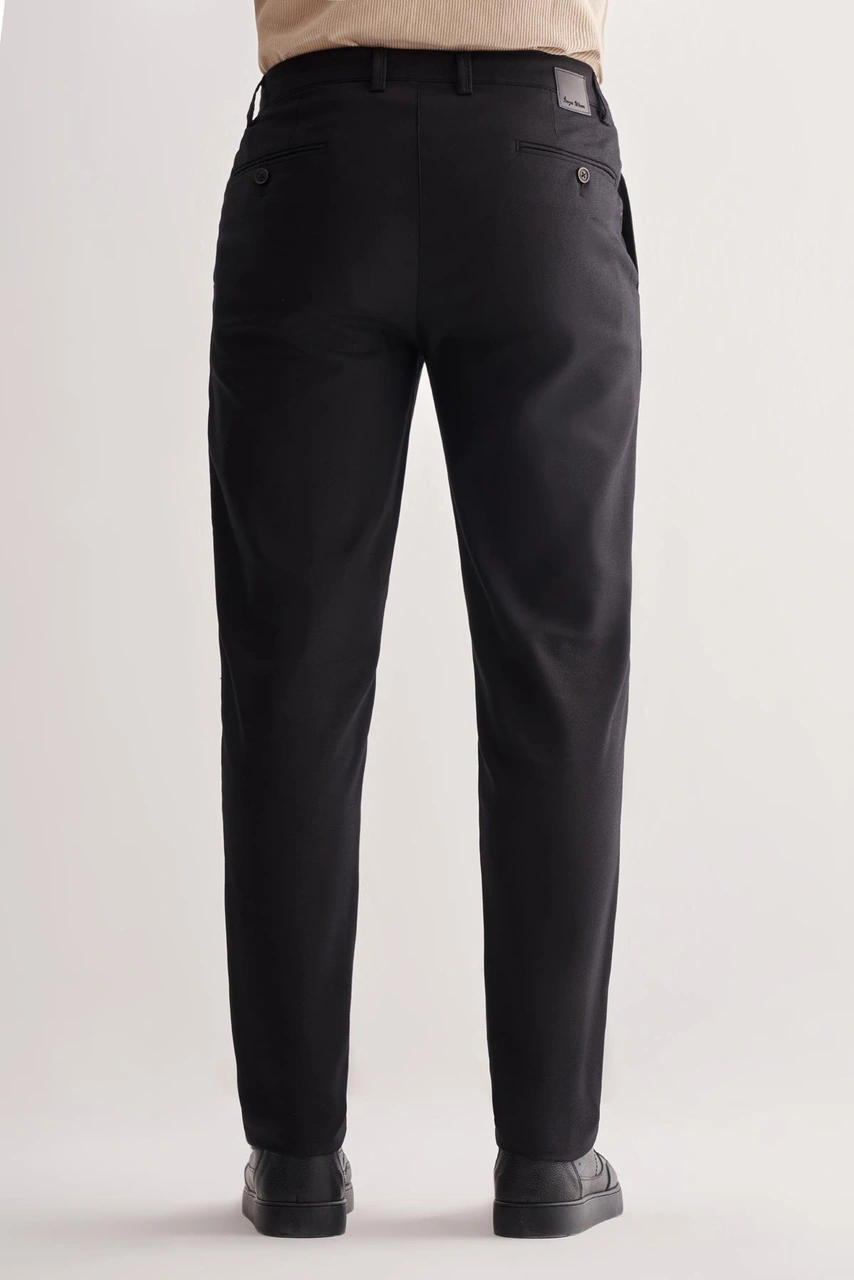 İmza Siyah Yan Cep Düz Paça Pamuklu Comfort Fit Chino Casual Pantolon 1003255166 Siyah