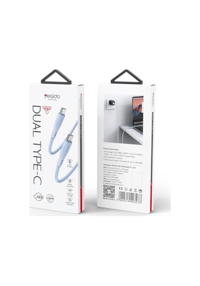 1.2m 60w Type-c To Type-c Pd Hızlı Şarj Kablosu - Mavi Diğer