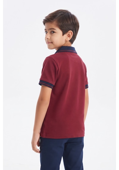 Kolej Polo Yaka Tişört Bordo Lacivert Yakalı Bgl-st05679