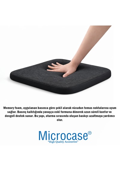 Microcase Ortopedik Memory Foam Nefes Alabilen Kumaş Oturma Minderi 35x35x3,5 Cm Al5517