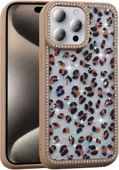 Apple iPhone Uyumlu 15 Pro Kılıf Taşlı Ve Simli Tasarım Zore Azra Kapak 1