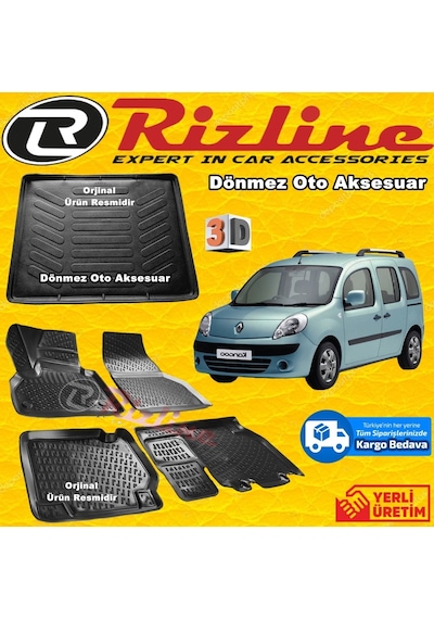 Kangoo 2 3D Paspas + Bagaj Havuzu Siyah 2008-2014 Arası Rizline N11.21680