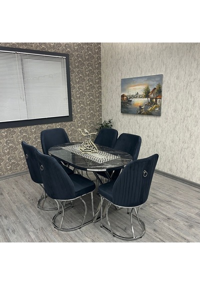 Asalet Mutfak Yemek Masası Takımı- 6 Kişilik Mutfak Masa Sandalye Takımı- Mutfak Masası Takımı Siyah Antrasit Asalet Mutfak Yemek Masası Takımı- 6 Kişilik Mutfak Masa Sandalye Takımı- Mutfak Masası Takımı Siyah Antrasit
