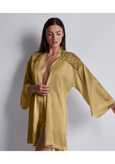 Aubade Midnight Whisper Kimono Zarif Seide Ve Dantel Detaylı Bronz