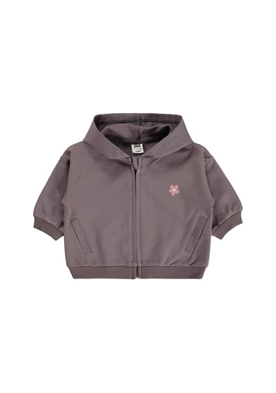 Civil Baby Çiçek Nakışlı Basic 6-18 Ay Hırka - Kahve