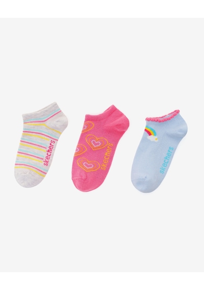 Skechers 2'li Paket Funny Feet Bilekli Çorap Büyük Kız Çocuk Pembe-mavi-gri Sk2520122-3474