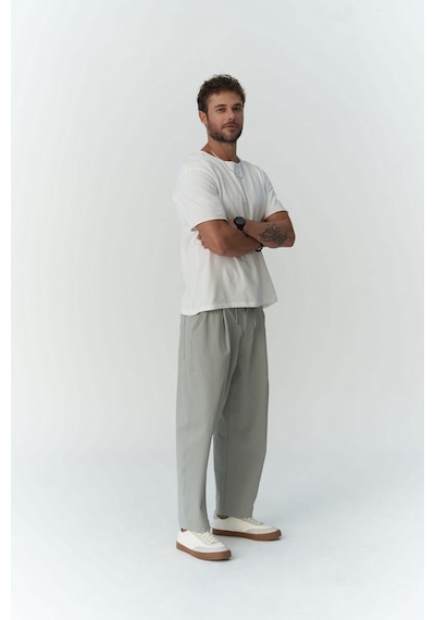 Mai Collection Mai Studios Co. Kenway Bağcık Detaylı Gri Erkek Pantolon Gri
