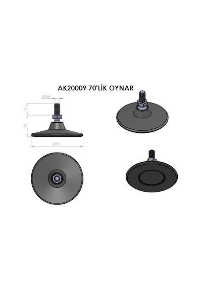 Cateksss Çap: 70 Mm Oynar Siyah - 5 Li Paket