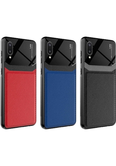 Samsung Uyumlu Galaxy A02 Kılıf Lens Deri Görünümlü Tpu Kapak