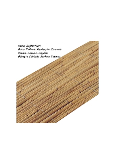 Kamış Çit Bambu Çit Hasır Doğal 1,00 X 5,00 Metre (Telli) Kamış Ç