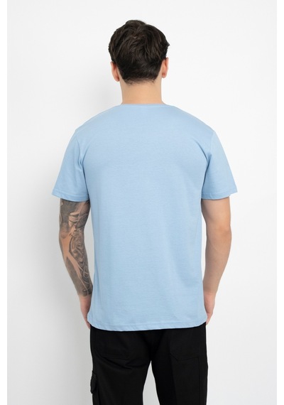 Dasüniforma Bisiklet Yaka Günlük Pamuklu Yumuşak Dokulu Comfort Fit Basic T-shirt Bebe Mavisi