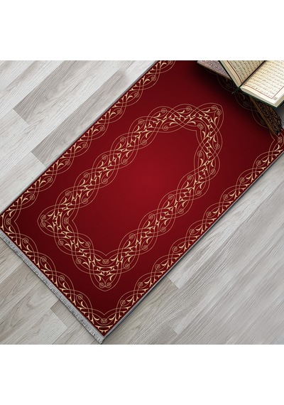 Evaşk EVAŞK609C80 Namazlık Dokuma Halı Kaymaz Muslumana Seccade Kırmızı