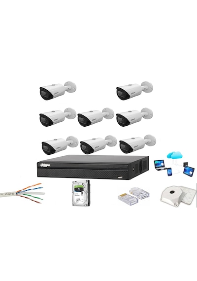 Dahua 8 Kameralı 2 Mp Starlight İp Güvenlik Kamera Seti