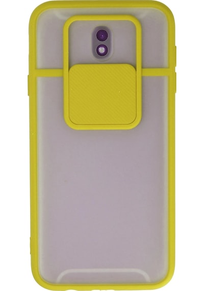Cosmotex Newface Samsung Galaxy J7 Pro / J730 Kılıf Palm Buzlu Kamera Sürgülü Silikon - Sarı