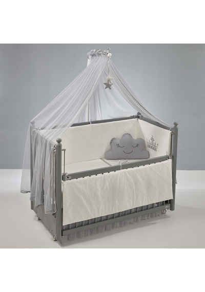 Meltem Kids Mondo Sallanır Ahşap Anne Yanı Beşik 60x120 cm (gri-motto gri) Gri