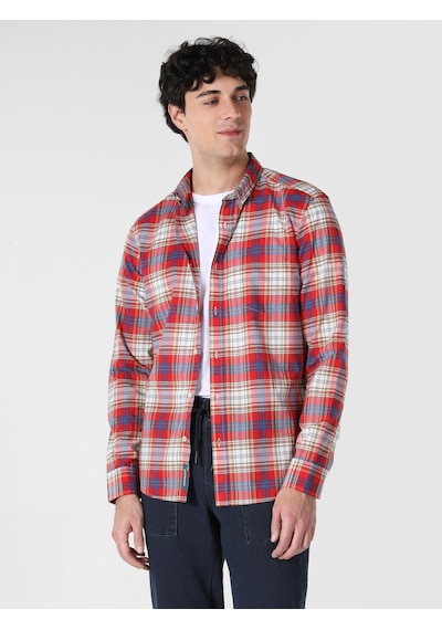 Colin's Slim Fit Kareli Çok Renkli Erkek Uzun Kol Gömlek CL1061791_Q1.V1_MTC