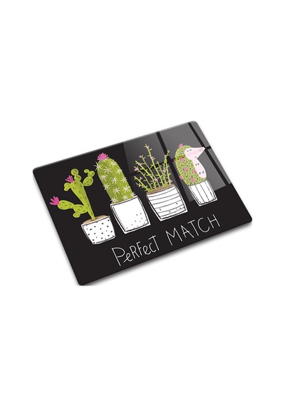 Decorita Cam Kesme Tahtası | Perfect Match-Siyah Fon|30cm x 40cm