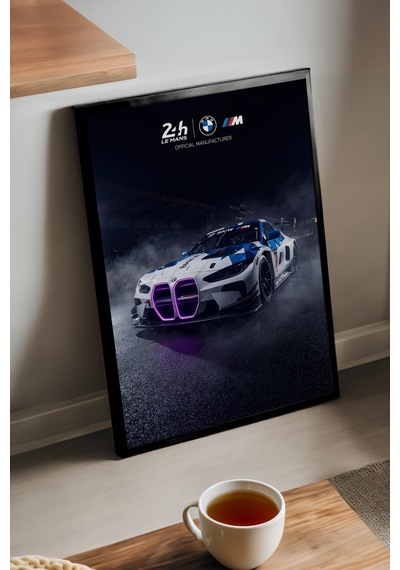 Bmw M4 Siyah Ahşap Çerçeveli Poster, Dekoratif Araba Duvar Tablosu