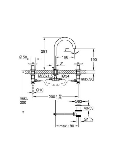 Atrio Üç Delikli Lavabo Bataryası 1/2" L-boyut - 20643000 Diğer