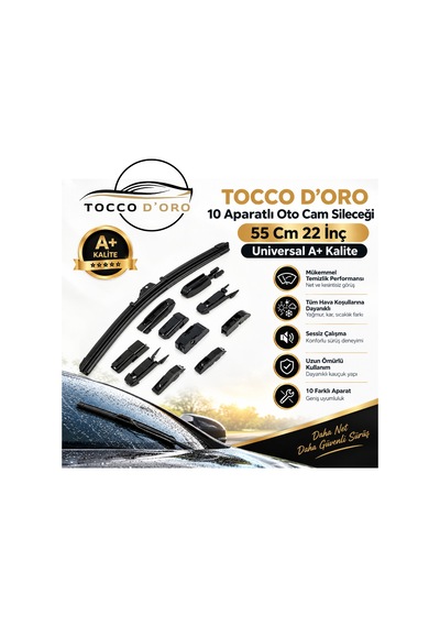 Tocco D'oro 10 Aparatlı Oto Cam Sileceği 55 Cm 22 İnç Universal A+ Kalite