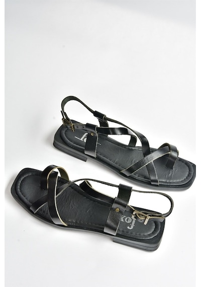 Fox Shoes Siyah Hakiki Deri Parmak Arası Kadın Sandalet M29184120