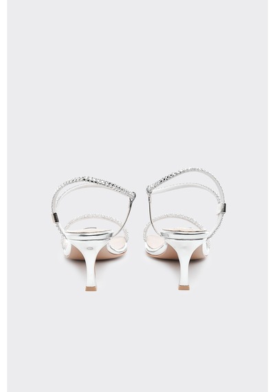 Derinet Taşlı Kadın Topuklu Abiye Ayakkabı Lame Lame