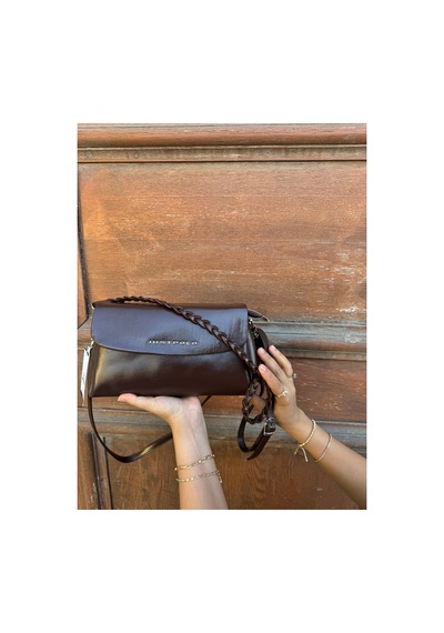 Just Polo Kadın Yeni Sezon Örgü Detaylı Ayarlanabilir Askılı Lüks El Ve Omuz Çantası Ebat : 26 X 14 Cm Kahverengi
