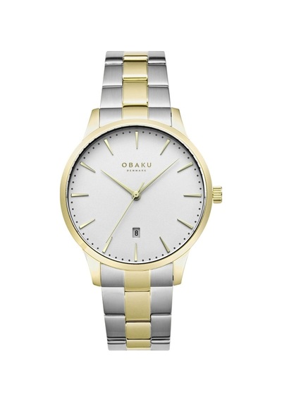 Obaku Denmark V247xdgısf Quartz Çelik Altın/gri Beyaz Kadran Safir Cam 42 Mm Erkek Kol Saati Gri