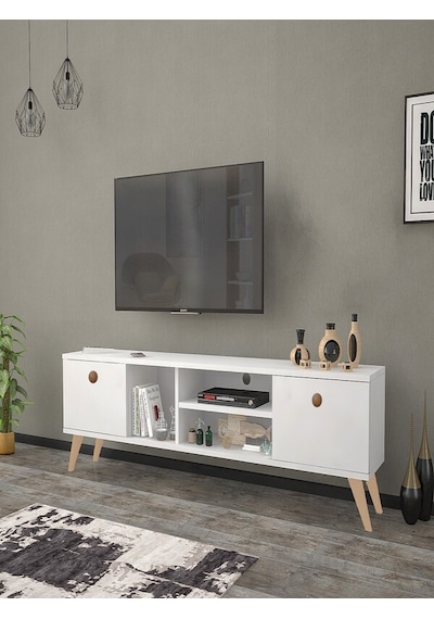Mbes Mobilya Esin Beyaz 160 Cm Tv Ünitesi (Stoktan Hızlı Kargo)
