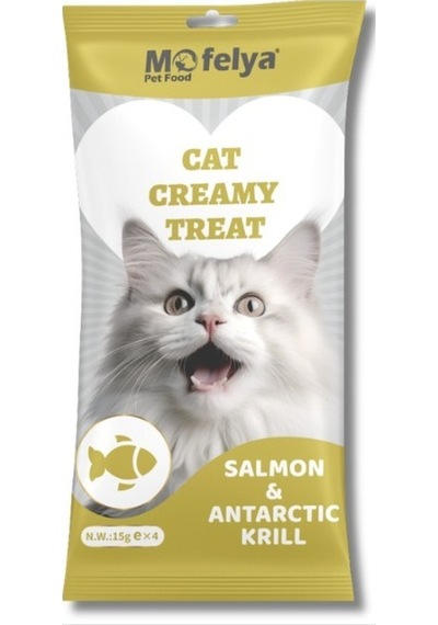 Mofelya Yüksek Proteinli Somonlu & Antartika Krilli Krem Kedi Ödül Maması 15 Gr 4'lü