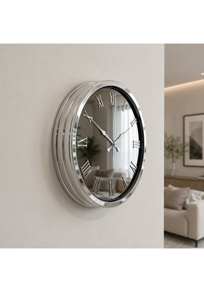 Büro Ev Ofis Hediyesi İçin 40cm Aynalı Krom Platinum Duvar Saati Diğer