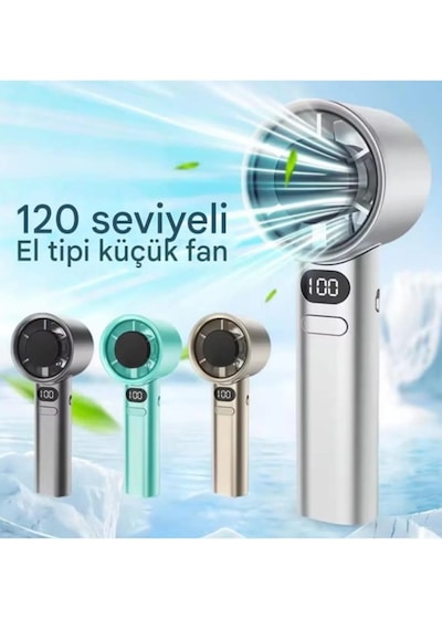 Fw20 120 Kademe Hız Ayarlı El Tipi Fan, Taşınabilir Mini Vantilatör, Şarjlı Vantilatör Dijital Göstergeli 1 Adet