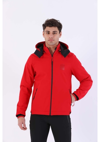 Maraton Sportswear Regular Erkek Kapşonlu Uzun Kol Outdoor Kırmızı Ceket 20384 Kırmızı