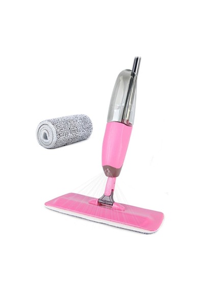 Microfiber Bezli Deterjan Hazneli Sprey Mop Pembe + 10 Yedek Bez