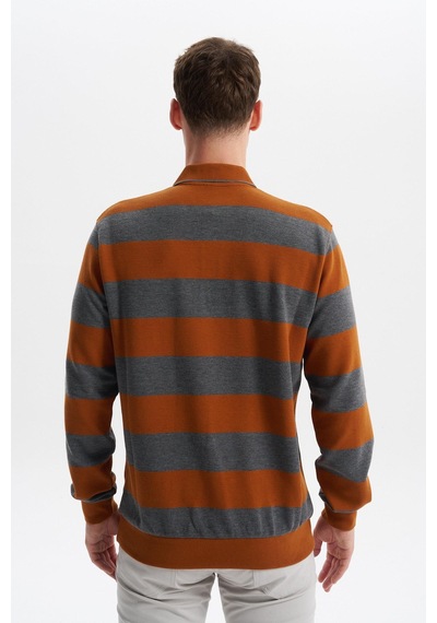 AR-MA Arma Erkek Ribanalı Regular Fit Çizgili %100 Pamuk Ringel Ottoman Kumaş Polo Yaka Düğmeli Sweatshirt K30554952602 Kahverengi - Krem AR-MA Arma Erkek Ribanalı Regular Fit Çizgili %100 Pamuk Ringel Ottoman Kumaş Polo Yaka Düğmeli Sweatshirt K30554952602 Kahverengi - Krem
