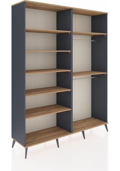 Hyperion Gardrop 7 Raflı 2 Askılı 176x44x221 Antrasit-çam Çam