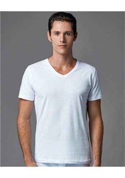 Eros Ers039 Erkek V Yaka T-Shirt Atlet (Ikili Paket) - Beyaz