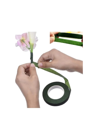 Ayrex Nettenevime 3lü Set Çiçekçi Bandı Yeşil Renk Yapay Çiçek Latex Köpük Çiçek Sapı Sarma Yeşil Bant 30m Diğer