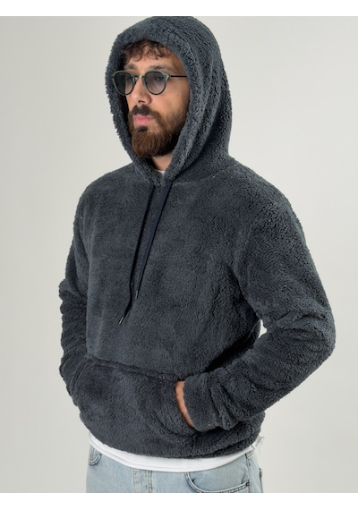 Cocopelli Erkek Kapüşonlu Antrasit Peluş Sweat Coc2590 Antrasit