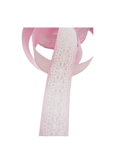 Tafta Dantel Görünümlü Kurdele Pembe 25 Mm 5 Metre