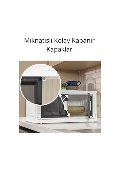 3 Katlı Çok Amaçlı Portatif Organizer Dolap Kapaklı Ve İstiflenebilir Raf Ünitesi Mutfak, K