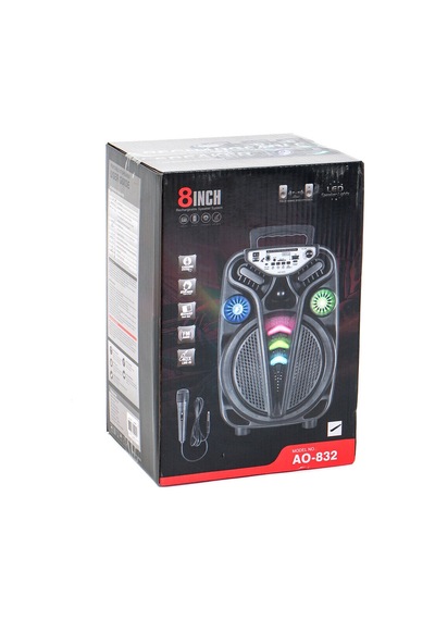 Ao-835-832 Karaoke Mikrofonlu Wireless Hoparlör - Speaker Işıklı Usb Şarjlı Dc 5v - Tf - Aux 8 Inc I
