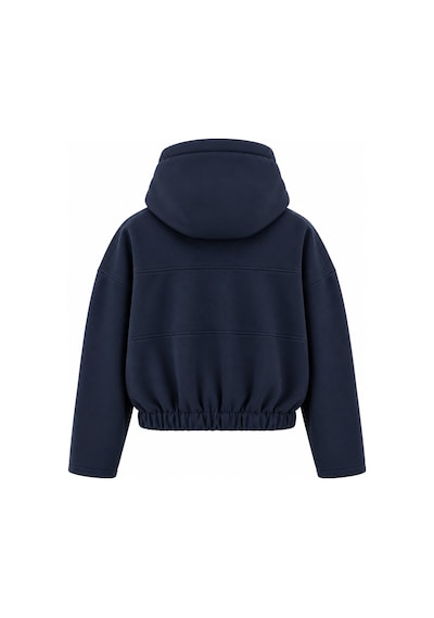 Laluvia Lacivert Kapüşonlu Fermuarlı Sweatshirt - 1226