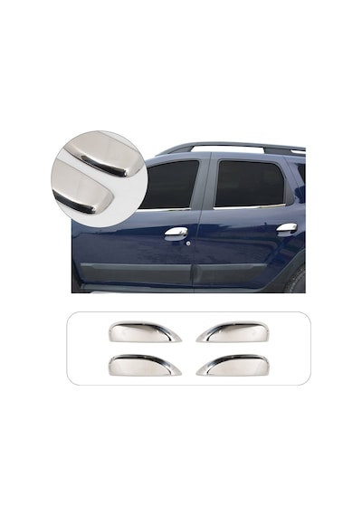 Dacia Stepway Uyumlu 2012 ve Üzeri Krom Kapı Kolu 4 Kapı Paslanmaz Çelik